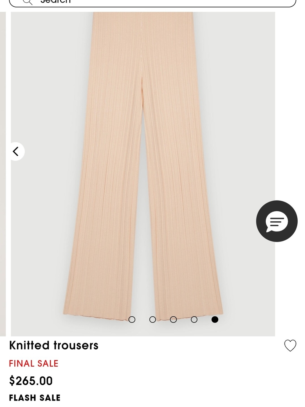 NWT Maje Wide Leg Ribbed Knit Pants Pale Pink